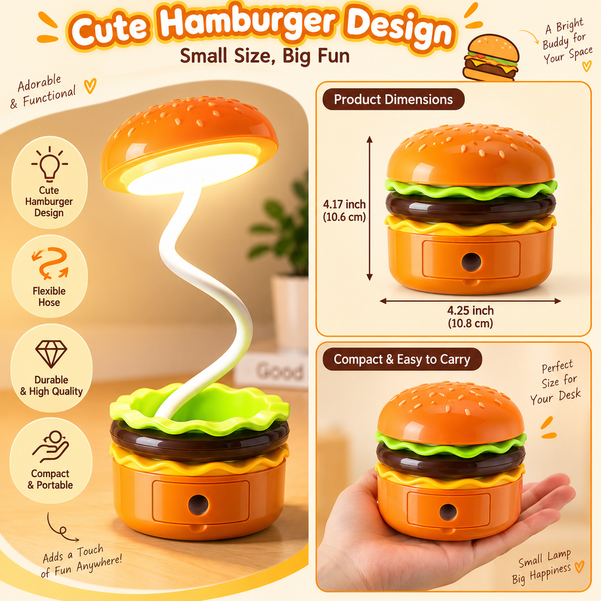 Burger Folding LED Desk Lamp – view 2