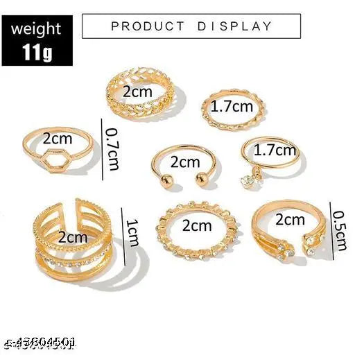 Crystal Heart Ring Set – 8 Pieces