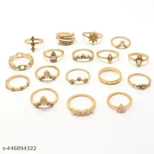 Floral AD Studded Gold Ring