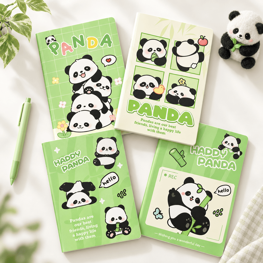 Cute Panda A5 Notebook Set of 4 for Kids