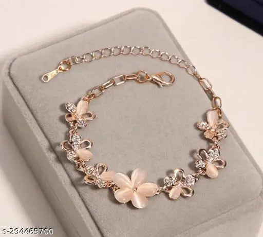 Rose Gold Crystal Charm Bracelet