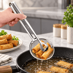 2-in-1 Stainless Steel Frying Strainer with Food Clip – view 2