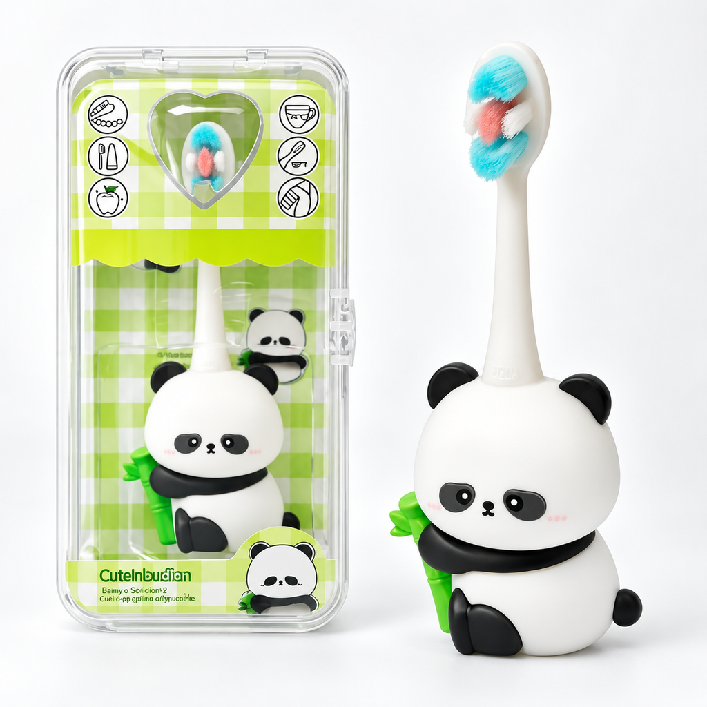 NeonateCare Extra Soft Kids Toothbrush – Black Panda view 2