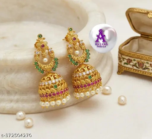 Antique gold temple jhumkas