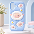 Kawaii Sheep Silicone Case for iPhone 17 with 3D Flower Grip