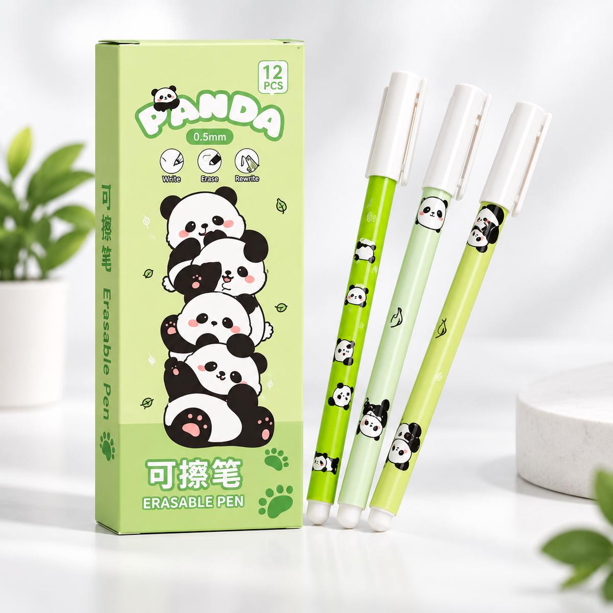 Cute Happy Panda Erasable Gel Pens