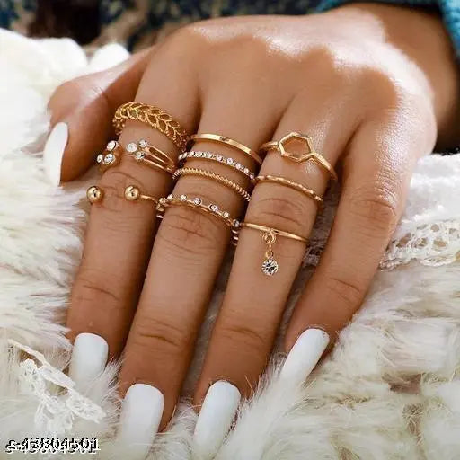 Crystal heart ring set of 8
