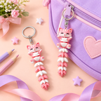 Cute Pink Cat Charm Keychain – view 2