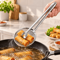 2-in-1 Stainless Steel Frying Strainer with Food Clip