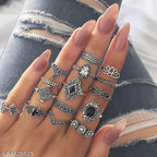 Silver plated stone ring