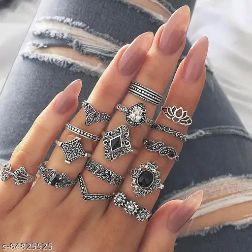 Silver plated stone ring