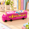 Kids Metal Bus Pencil Case with Built-In Sharpener