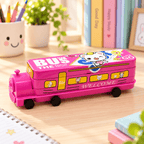 Kids Metal Bus Pencil Case with Built-In Sharpener