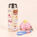 Kids Stainless Steel Water Bottle 600ml with Straw & Strap