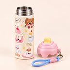 Kids Stainless Steel Water Bottle 600ml with Straw & Strap