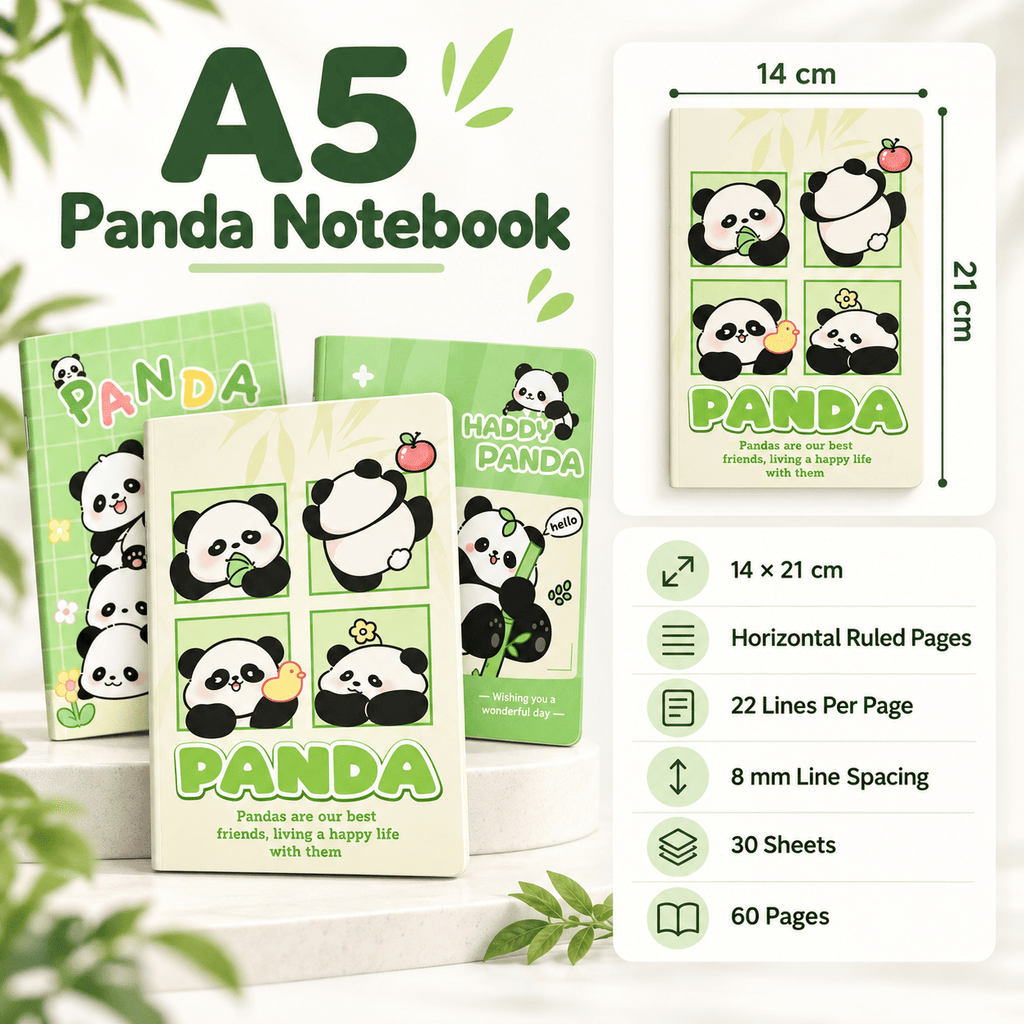 Cute Panda A5 Notebook Set of 4 for Kids – view 4
