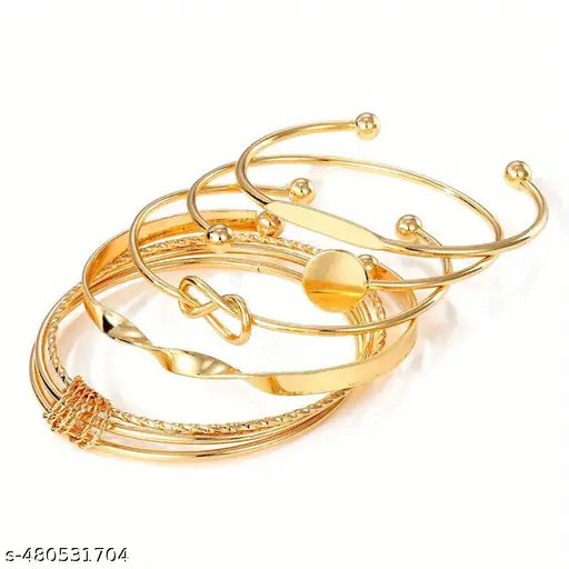 Twisted Gold Open Bangle Bracelet