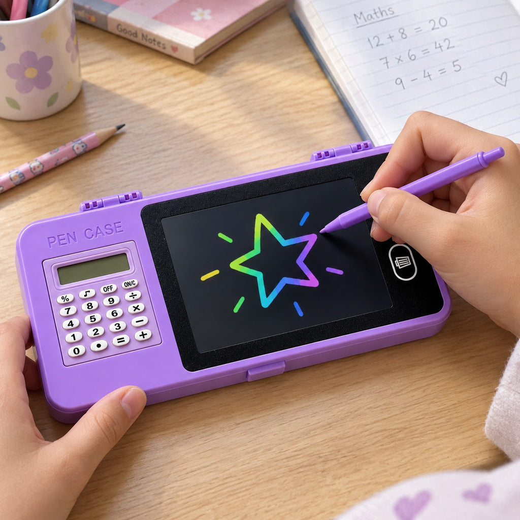 LCD Writing Tablet Pencil Box with Calculator for Kids – view 4