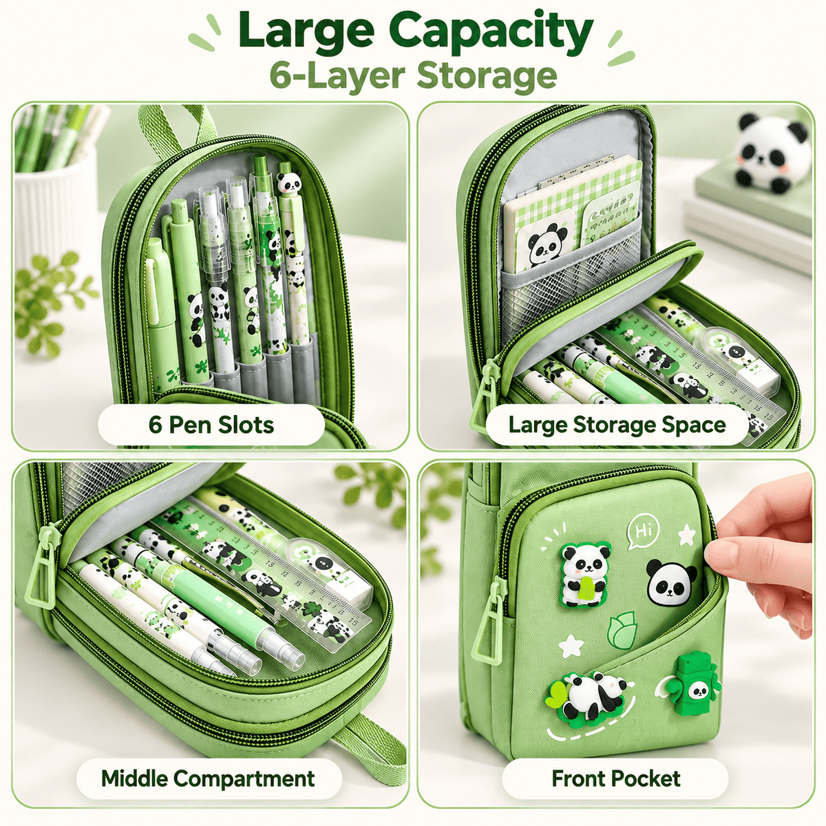 Cute Panda Pencil Pouch with Eraser – view 2