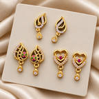 American Diamond Sparkle Earrings – Pack of 3