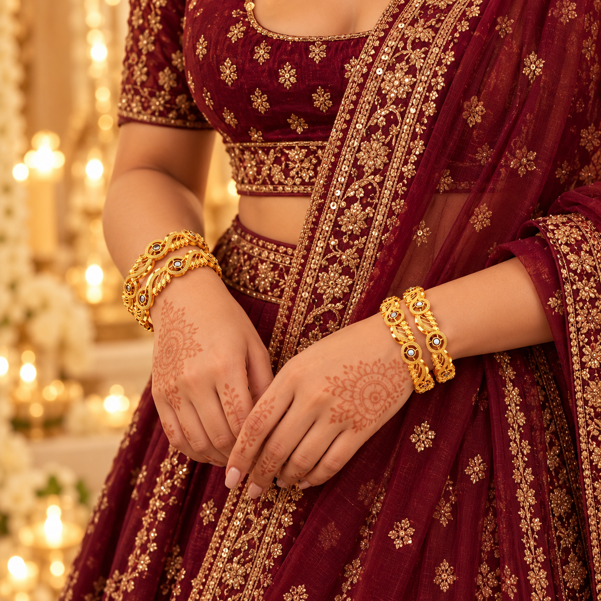 Design 2 Piece Gold Plated Kadli Bangles For Women And Girls