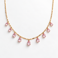 Gold Tone Teardrop Crystal Necklace