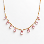 Gold Tone Teardrop Crystal Necklace