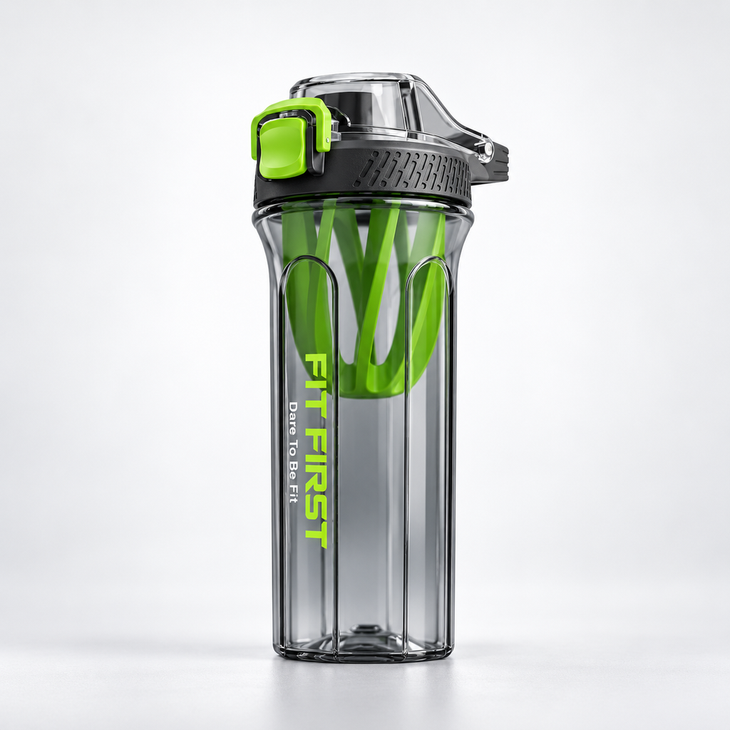 Protein Shaker Bottle 750 ml with Blender Ball – BPA Free, Leak Proof (Green / Yellow)