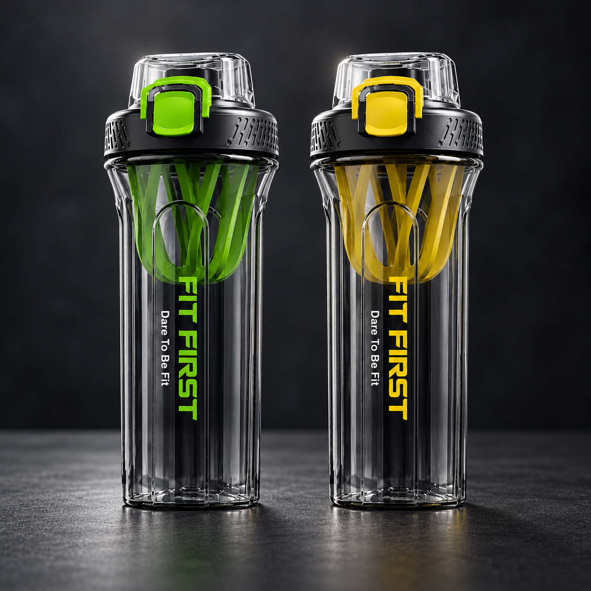 Protein Shaker Bottle 750 ml with Blender Ball – BPA Free, Leak Proof (Green / Yellow)