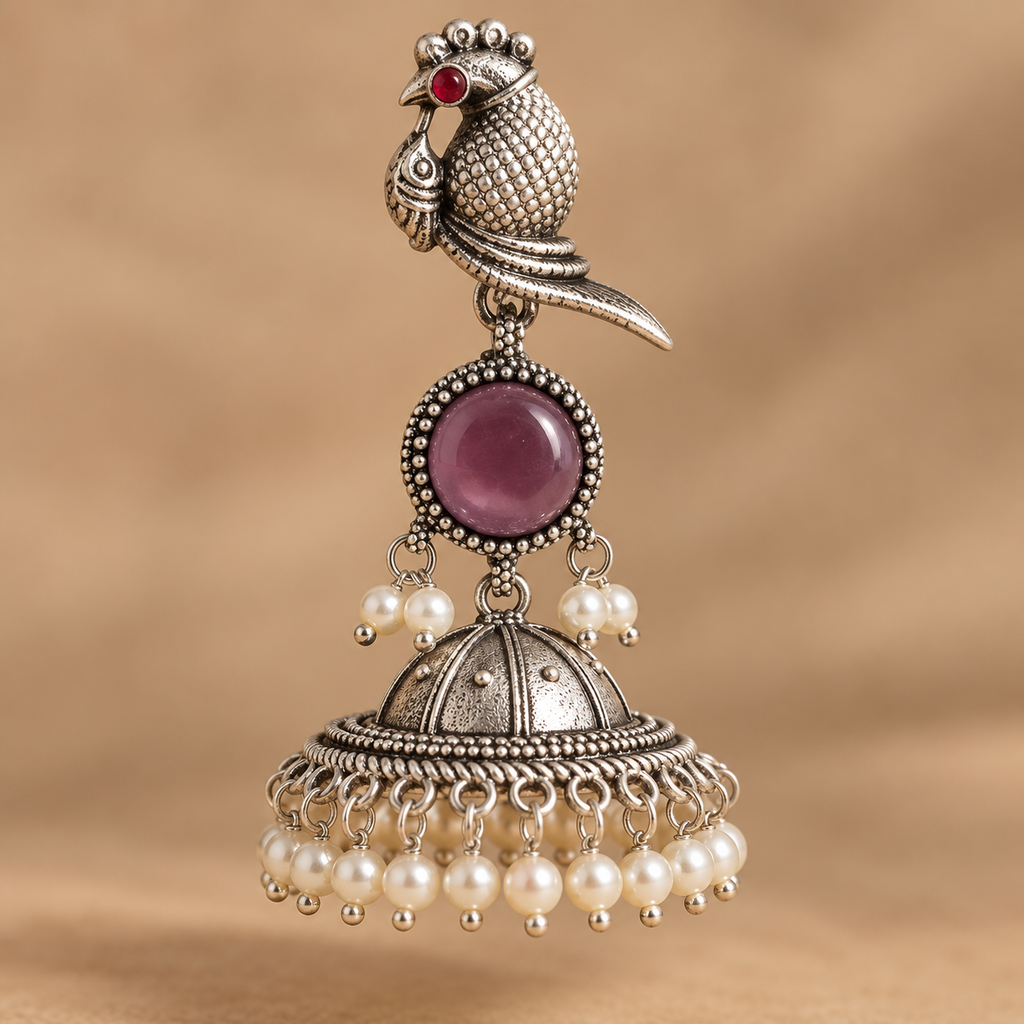 Bird Jhumkis with Pearls