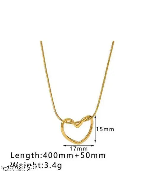 Gold Heart & Bow Pendant Necklace