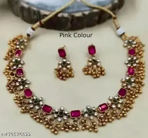 Green & Pink Stone Choker Set