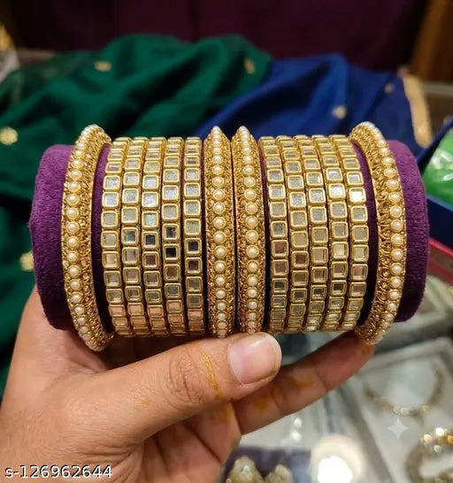 Pearl Kundan Bangle Set