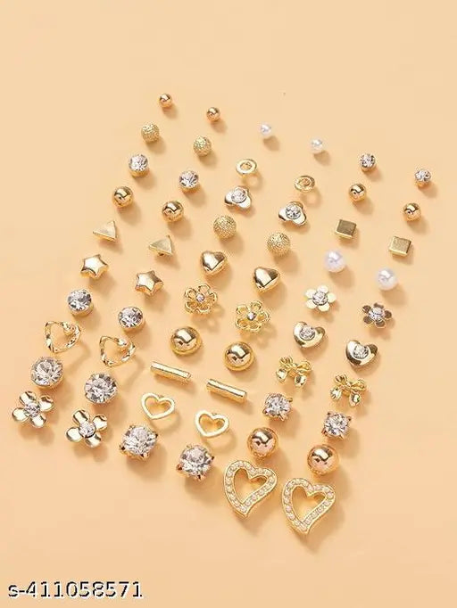 Pearl & AD Stud Collection – 30 Quirky Pairs, Gold-Plated