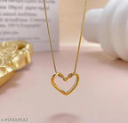 Gold Heart & Bow Pendant Necklace