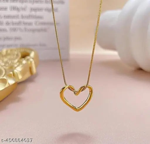 Gold Heart & Bow Pendant Necklace