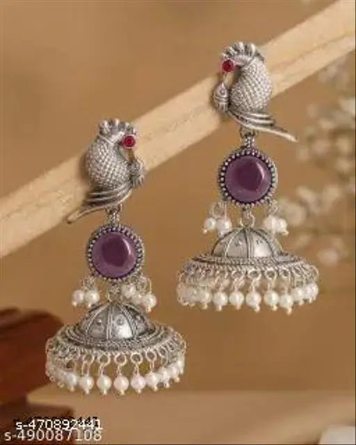 Bird Jhumkis with Pearls