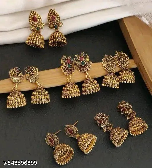 Temple jhumka combo of 6