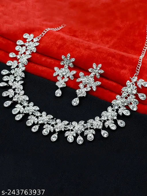 Floral American diamond necklace set