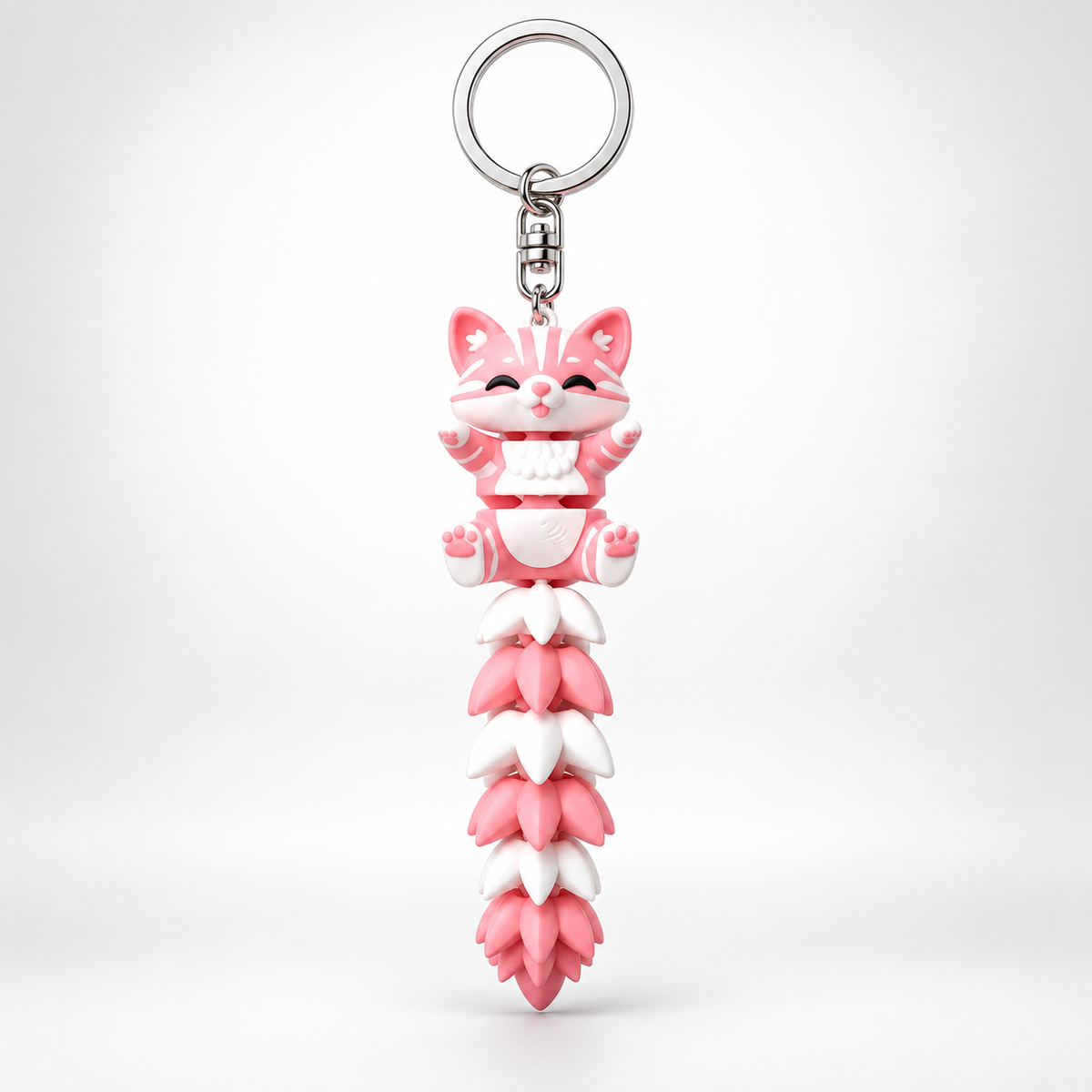 Cute Pink Cat Charm Keychain