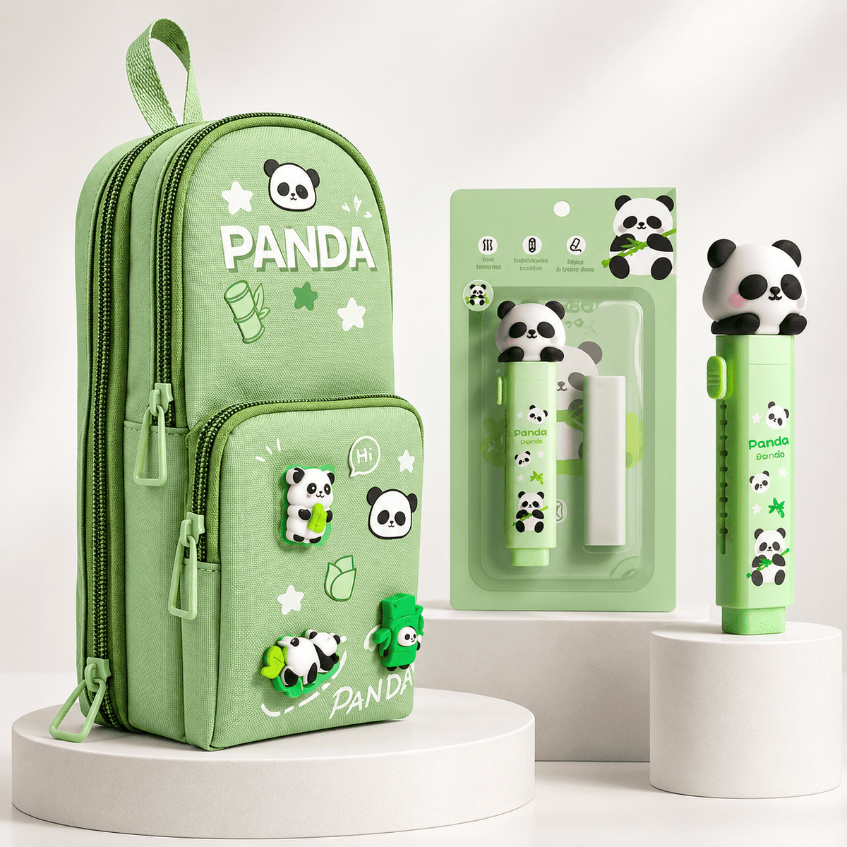 Cute Panda Pencil Pouch with Eraser