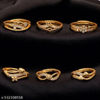 Daily Wear Gold Ring Combo – 6 Pieces