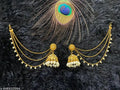 Pearl jhumkas with ear chain
