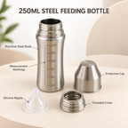 Stainless Steel Baby Feeding Bottle 250ml with Anti-Colic Nipple – view 2