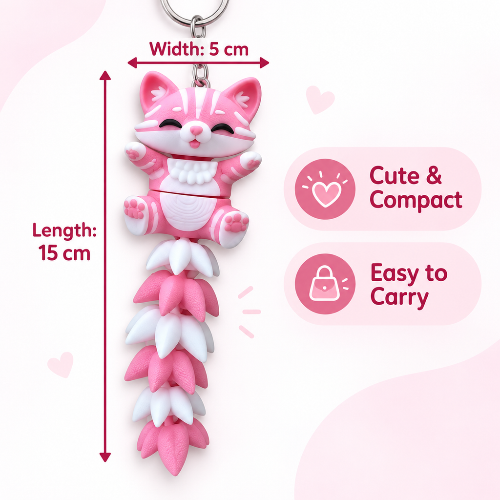 Cute Pink Cat Charm Keychain – view 3