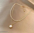 Pearl dual chain pendant necklace