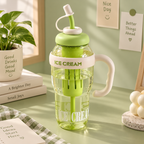 Ice Cream Water Bottle 1300ml with Straw & Handle