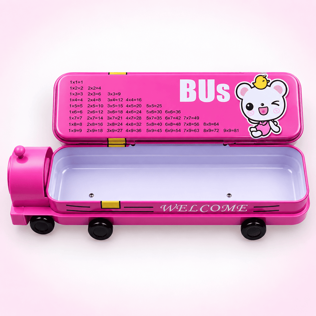 Kids Metal Bus Pencil Case with Built-In Sharpener – view 3