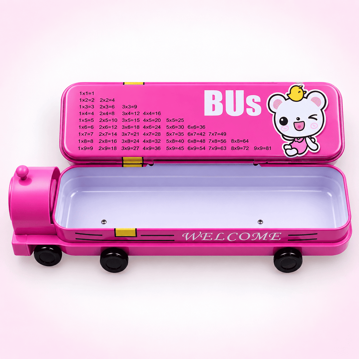 Kids Metal Bus Pencil Case with Built-In Sharpener – view 3
