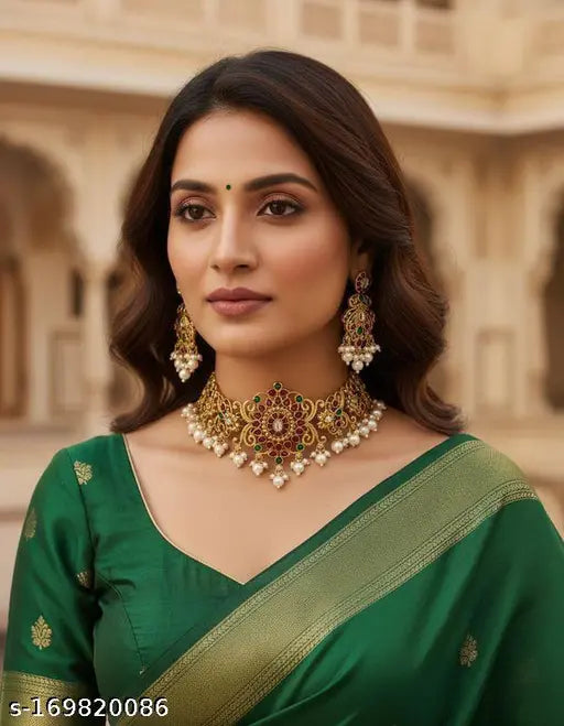 South Indian Pearl Choker & Earrings Set